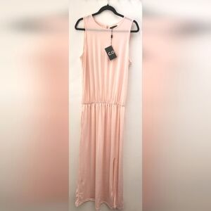 c.o.z.y. Sleeveless NWT Maxi Dress‎ L with Slit Pink